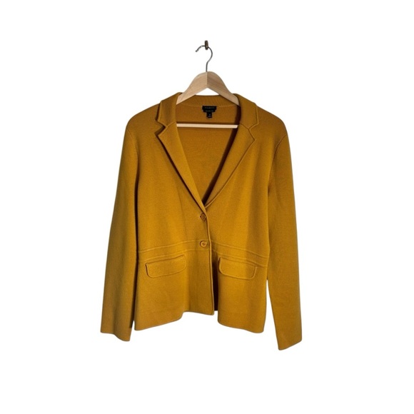 Talbots Sweaters - Talbots Women's Merino Wool Sweater Blazer Yellow Button Academia Size Medium